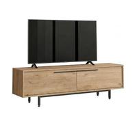 Meuble TV Bar 65 Pouces 2 Portes 2 Niches Chêne L 160 H 45.1 P 35.5 cm