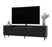 Meuble TV BAR 70 Pouces 3 Portes 3 Niches Châtaignier Noir - L 170 x l 38 x H 49.5 cm