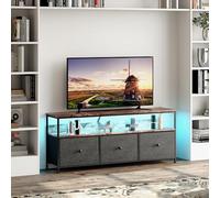 Meuble TV Bas 137 Cm avec LED RGB,3 Tiroirs, Étagère, Effet Bois Et Métal | Éclairage LED intelligent, plateau de 137 cm et rangements discrets pour le salon, le coin gaming ou le bar à café.