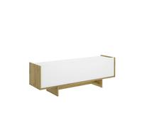 Meuble TV bas avec 1 porte abattante, coloris chêne sonoma/blanc