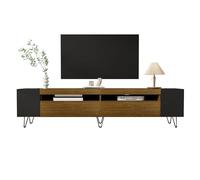 Meuble TV bas avec compartiments latéraux ouverts, 180 cm | Meuble TV et table TV avec 2 portes, passe-câbles et espace de rangement, pour salon, 180 cm, MDF
