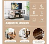 Meuble TV bas avec compartiments ouverts Etagère TV pour téléviseurs jusqu'à 65 pouces 140 x 40 x 62,5 cm Brun rustique
