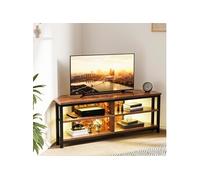 Meuble TV Bas d'angle avec éclairage LED Marron Vintage 120x36x45.5 cm