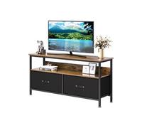 Meuble TV Bas en bois - 2 tiroirs - Etagères - Compatible TV 55 pouces - 99x57x30 cm