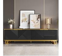Meuble TV Bas - Merax - Noir et Or - 160 x 37,5 x 48 cm - Buffet Télévision - Design Luxe Contemporain