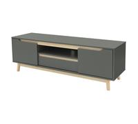 Meuble TV bas - ML-Design - Vert et bois - 140x40x46 cm - 2 portes, 1 tiroir, niche, passe-câbles