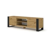 Meuble TV bas Mondi 158 cm Hi-Fi Commode avec pieds noirs Chêne artisanal