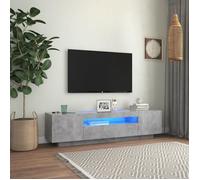Meuble TV Bas sur Pieds scandinave - Table Basse Multifonction - avec lumières LED Gris béton 160x35x40 cm623