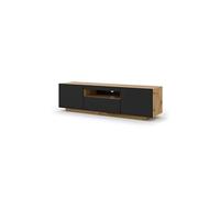 Bim Furniture - Meuble TV Aura 150 cm - Suspendu/Posé - Sans LED - Chêne artisan/noir mat