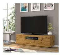 Aura - Armoire basse Hi-Fi pour TV - 150 cm - Universelle - À suspendre ou à poser - Chêne - Sans LED