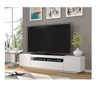 Bim Furniture Meuble TV bas Aura 200 cm – Blanc mat – À suspendre ou à poser – Sans LED