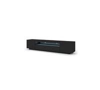 Bim Furniture Meuble TV bas Aura 200 cm – à suspendre ou à poser – Noir LED bleu