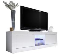 Meuble TV - BASICO - 2 portes - Blanc laqué brillant - 180 x 43 x 56 cm