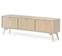 Meuble TV : Beige sable/motif à chevrons Scandi, pieds en bois beige sable, 158 x 52 x 38cm