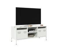Meuble TV blanc 101,5x39x43,5 cm acier laminé à froid, support TV, buffet TV, armoire hifi, banc TV, armoire en 851303