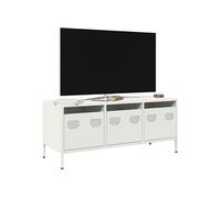 Meuble TV blanc 101,5x39x43,5 cm acier laminé à froid, support TV, buffet TV, armoire hifi, banc TV, armoire en 851231