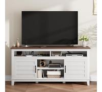 Meuble TV Blanc 160cm Rangement Élégant Et Pratique Avec 4 Compartiments Ouverts Et 2 Placards Banc Télé Costaud Table Bas Salon Chambre Intemporel Meuble à Bel Effet Solide Jusqu’à 55 Pouces