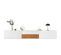Meuble TV blanc 180 cm avec plateau coulissant pour projecteur