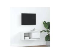 vidaXL Meuble TV 861436 – Blanc, bois d'ingénierie 60×31×25,5 cm