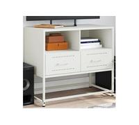 vidaXL Meuble TV blanc 68x39x60,5 cm acier, support TV, buffet TV, armoire hifi, banc TV, armoire en métal, meuble 846553 Blanc G