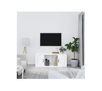 Meuble TV Blanc brillant 100x35x40 cm Bois d'ingénierie816802