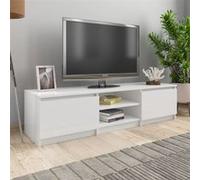 Meuble TV blanc brillant 140x40x35,5 cm bois d ingénierie Blanc brillant G