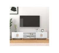 vidaXL Meuble TV – 4 compartiments, 4 portes – Blanc brillant, Moderne