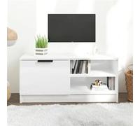 vidaXL Meuble TV Blanc brillant 80x35x36,5 cm Bois d'ingénierie 811478