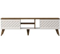 Meuble TV blanc d'œuf, noyer 180 x 53 x 35