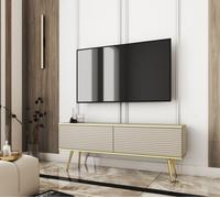 MEUBLE TV BLUM ORO MDF BEIGE 135 LIES D'OR - Meuble sur pied à monter soi-même - Meuble de salon de style moderne - Jeu de planches de montage inclus