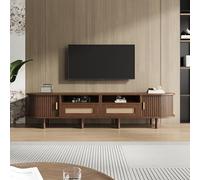 Meuble TV Bois avec Portes Coulissantes - Design Industriel et Élégant - Deux Portes et Deux tiroirs - pour Télévision Jusqu’à 170 cm - Rangement Salon Fonctionnel - Meuble Télé Moderne (Brown-8N)