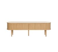 Meuble tv bois clair chêne avec rangements 2 portes coulissantes l180 cm epic