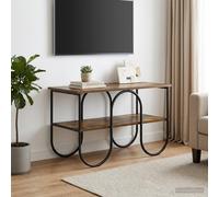 vidaXL Meuble TV 80x40x50 cm Chêne – Cadre acier galvanisé, barres métalliques