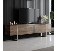 Meuble TV bois et or avec rangement 180 cm BEARN