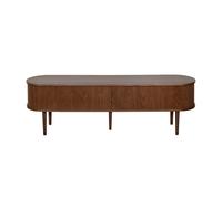 Meuble tv bois foncé noyer avec rangements 2 portes coulissantes l180 cm epic