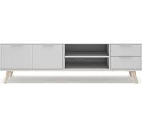 Meuble TV Campus 2P2T2N blanc ciré blanc 180 x 40 x 53cm