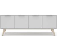 Meuble TV Campus 4P blanc ciré blanc 140 x 40 x 53cm