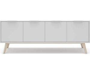 Meuble TV Campus 4P blanc ciré blanc 140 x 40 x 53cm