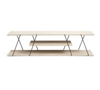 Meuble TV Canaz - Noir, Travertin 120 x 33 x 30