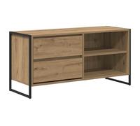 Meuble TV chêne Artisan en Bois d'ingénierie 100 x 36 x 49,5 cm avec tiroir, Pied Acier Stable, Meuble Console pour Salon, Chambre, Centre de Divertissement Rustique Moderne
