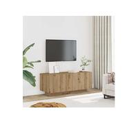 Meuble TV chêne artisanal 100x35x40 cm bois d ingénierie