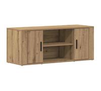 Meuble TV chêne artisanal - vidaXL - 100x35x40 cm - Bois d'ingénierie - 2 portes - 1 étagère - Assemblage requis