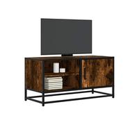 vidaXL Meuble TV chêne fumé 80x34,5x40 cm bois d'ingénierie et métal, banc TV, meuble hifi, centre de divertissement, buffet 848821 Marron G