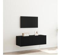 Meuble TV vidaXL avec éclairage LED Chêne noir 100x35x31 cm