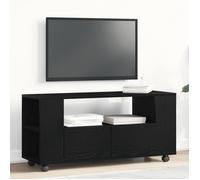 vidaXL Meuble TV - Chêne noir en bois d'ingénierie - Avec roulettes - 102x34,5x43 cm