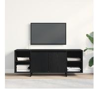 Meuble TV - Chêne noir - 130x35x50 cm - 2 portes - Finition mate - Design contemporain