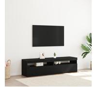 Meuble TV - Chêne Noir - 2 pcs - 150x35x40 cm - Éclairage LED - Contemporain