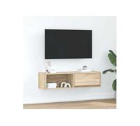 Meuble TV chêne sonoma 100x31x25,5 cm bois d'ingénierie, banc TV, meuble hifi, centre de divertissement, buffet TV, 861476