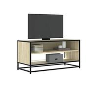 Meuble TV chêne sonoma 91x40x46 cm bois d'ingénierie et métal, banc TV, meuble hifi, centre de divertissement, buffet 848885