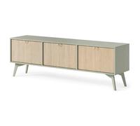 Meuble TV : Chevrons eucalyptus / Chevrons Scandi, pieds Bois, 158 x 52 x 38cm
